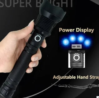 Powerful LED flashlight USB Zoom Tactical torch