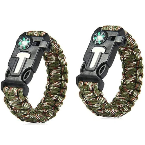 5in1 Paracord Survival Tactical Compass Bracelet (2pcs)