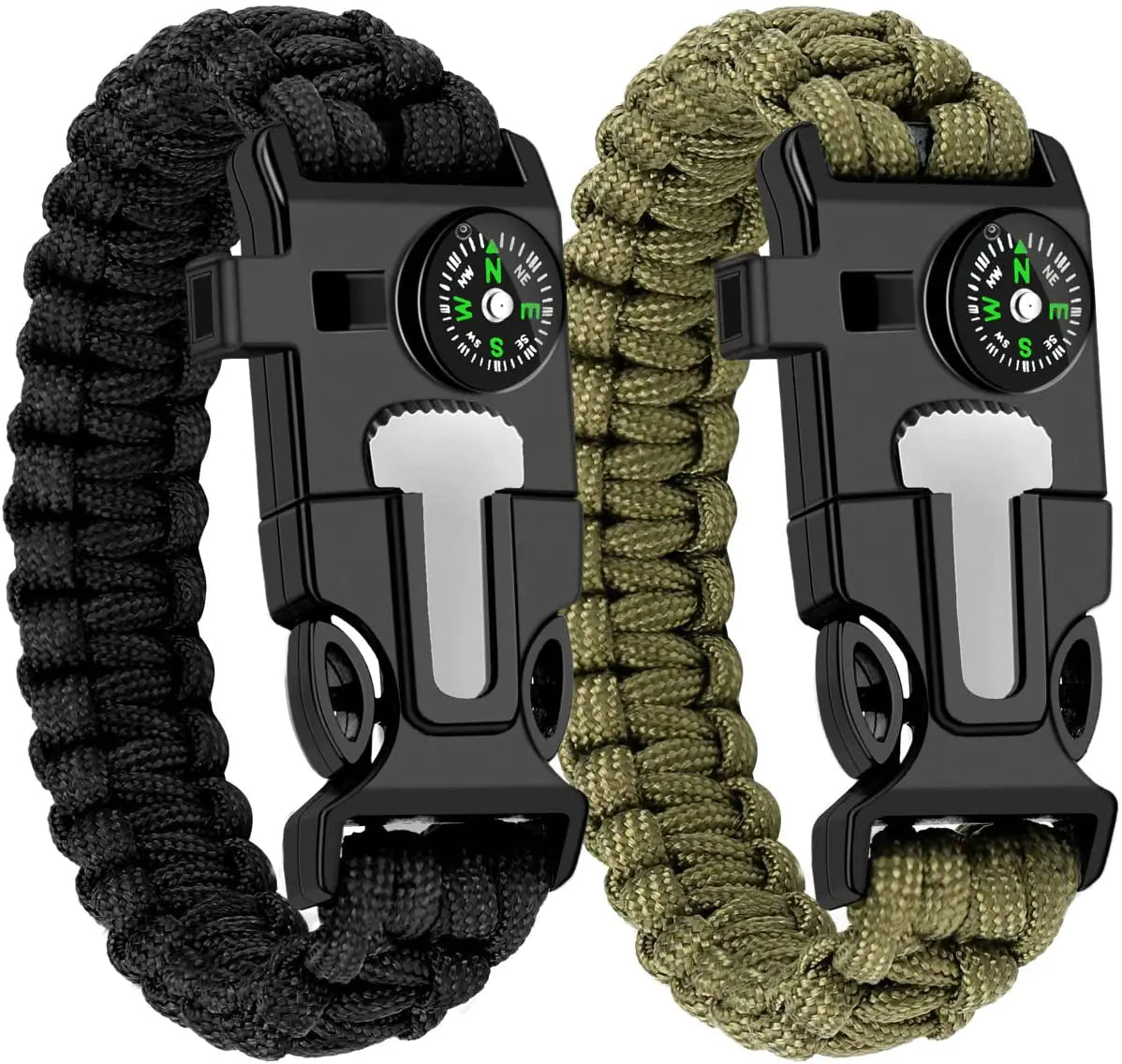 5in1 Paracord Survival Tactical Compass Bracelet (2pcs)