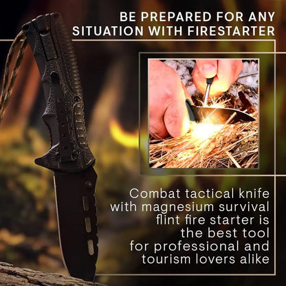 Tactical Folding Knife with Paracord, Whistle & Fire starter