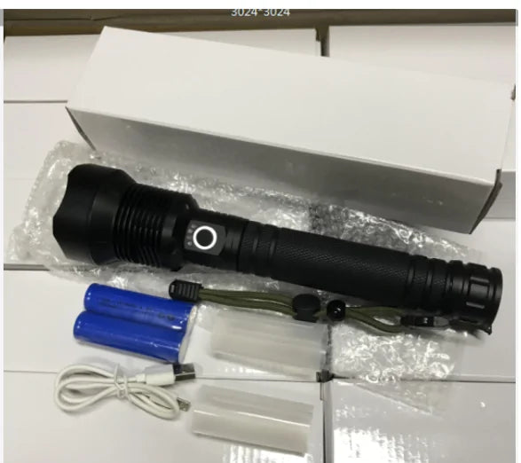 Powerful LED flashlight USB Zoom Tactical torch