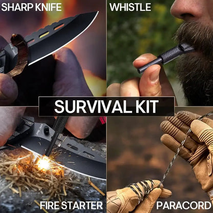 Tactical Folding Knife with Paracord, Whistle & Fire starter